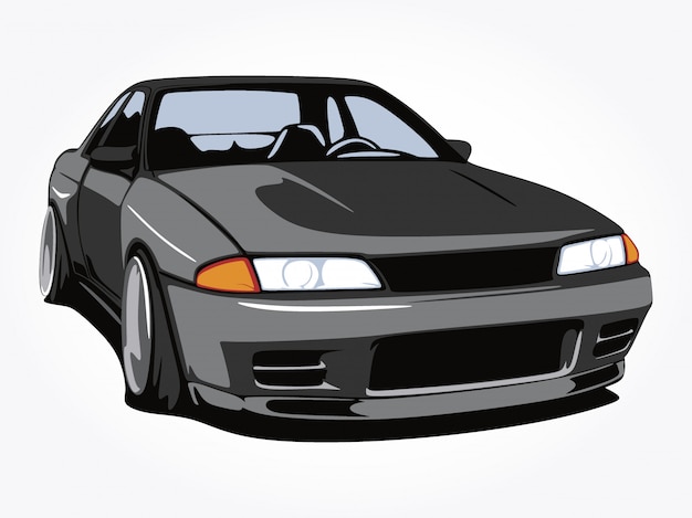 Vector detailed custom car cartoon illustration art