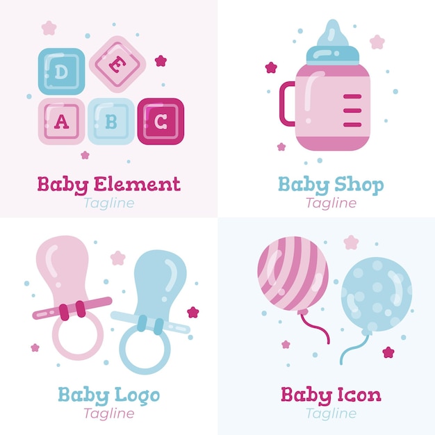 Detailed cute baby logo template set