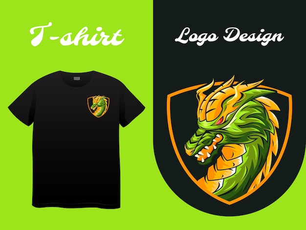 Design dettagliato del logo di gioco di dragon esports. perfetto per t-shirt, adesivi, logo e design di stampa