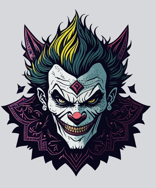 Premium Vector | Detailed engraving ornament of clown head illustration ...