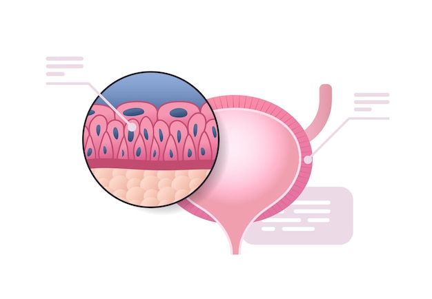 detailed explanation urinary bladder structure human internal organ anatomy healthcare medical concept horizontal vector illustration