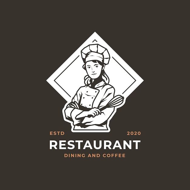 Подробный женский логотип шеф-повара
