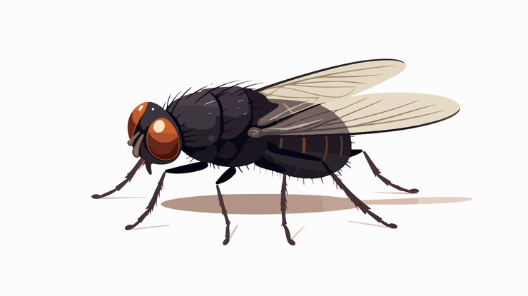Vector detailed fly insect flat vector illustration on white background