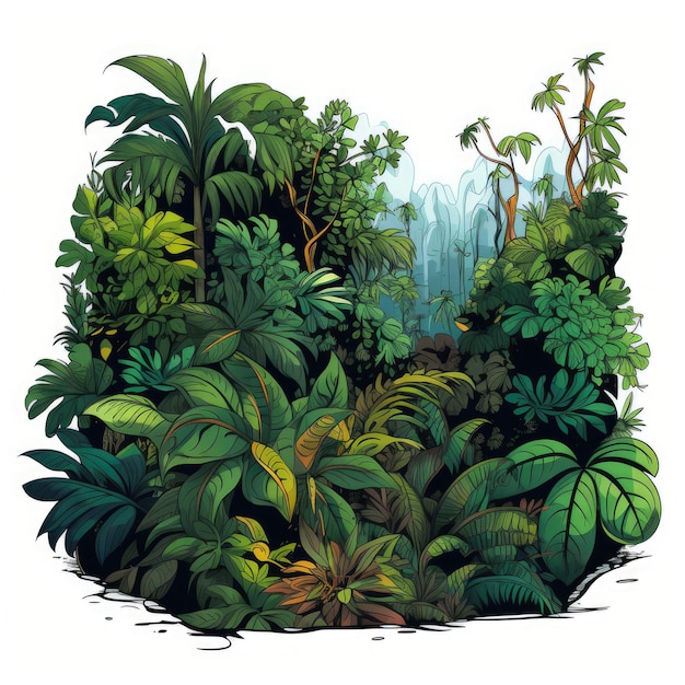 Detailed Forest Jungle Landscape Vector