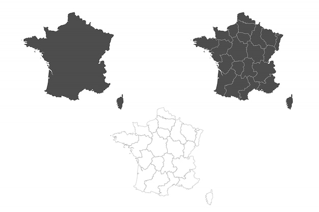 ベクトル 地域の境界で詳細なフランス地図。