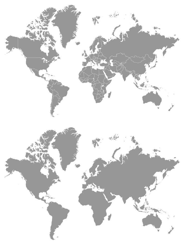 Detailed gray world map Vector illustration