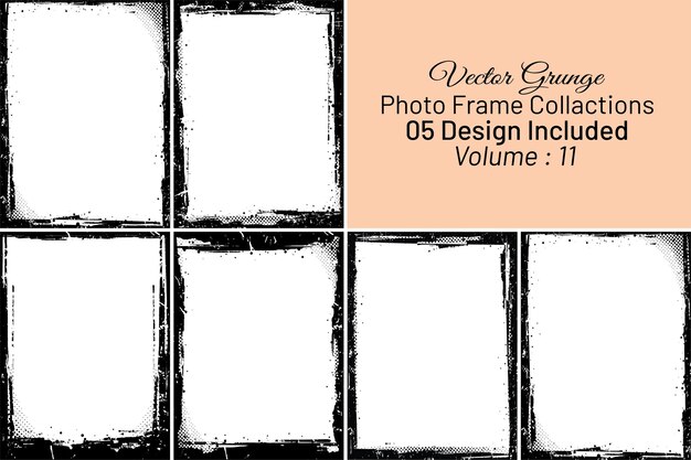 Detailed Grunge Photo frame in Black and white amp Texture Background