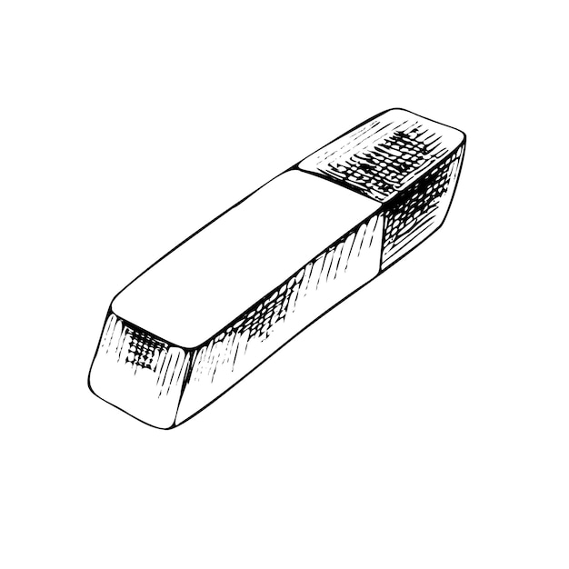 Detailed hand drawn retro style sketch of eraser as school essential illustration