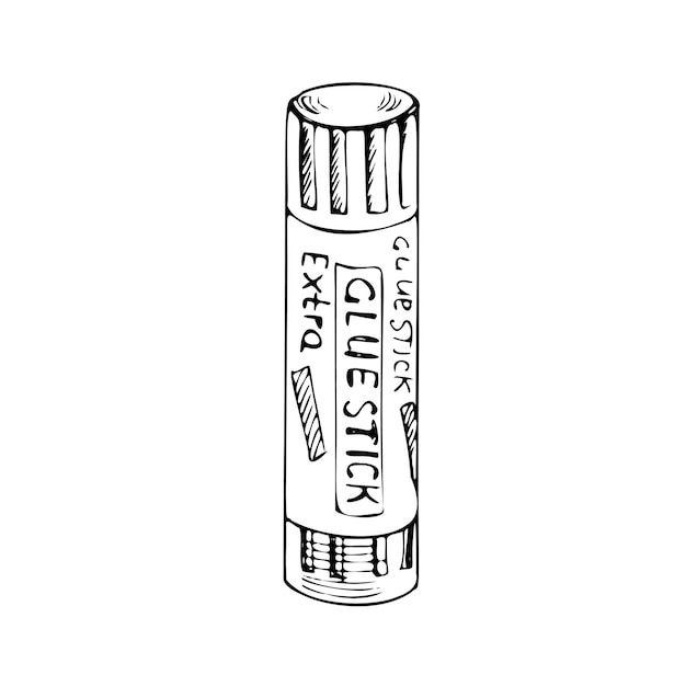 Detailed hand drawn retro style sketch of glue stick as school essential illustration