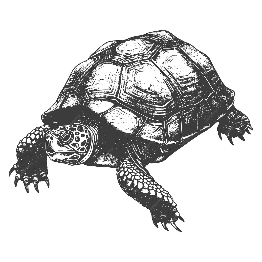 Detailed HandDrawn Sketch of a Turtle in Black and White | Premium AI ...