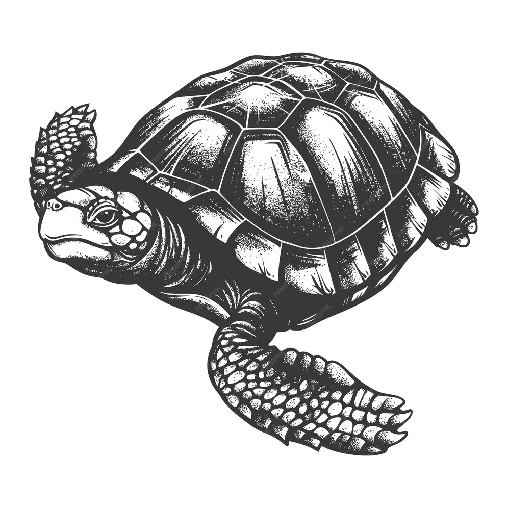Detailed HandDrawn Sketch of a Turtle with Stippled Shading | Premium ...