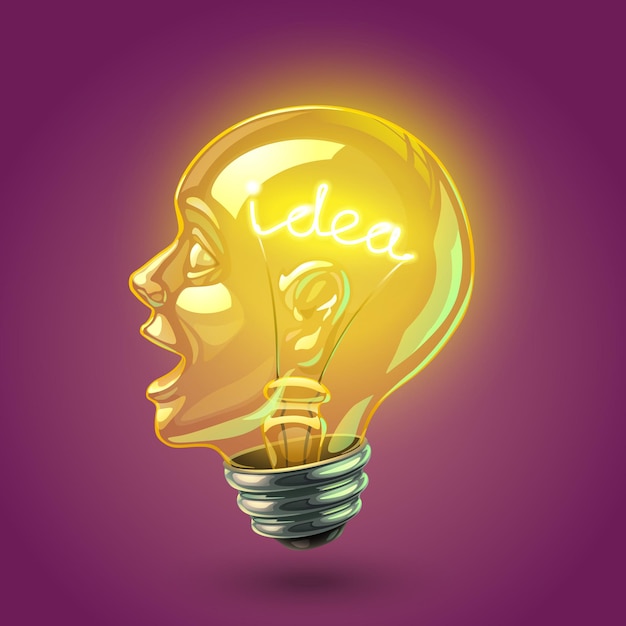 Detailed  idea lightbulb head illustration