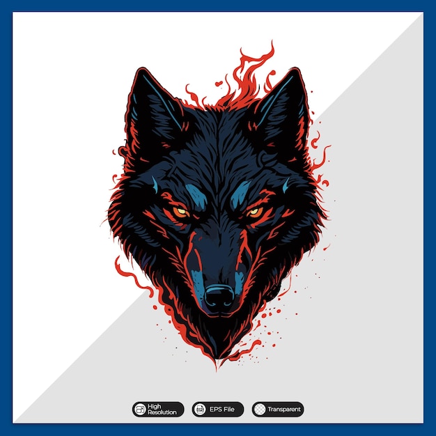 A detailed illustration angry wolf