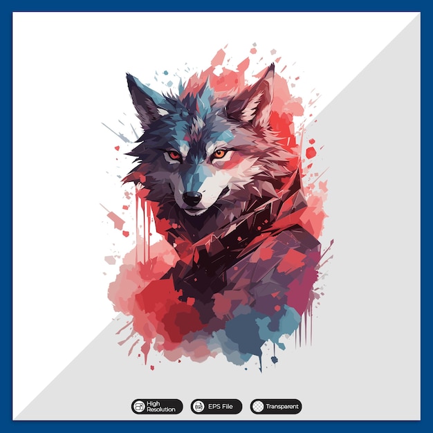 Детальная иллюстрация лица злого ниндзя-волка