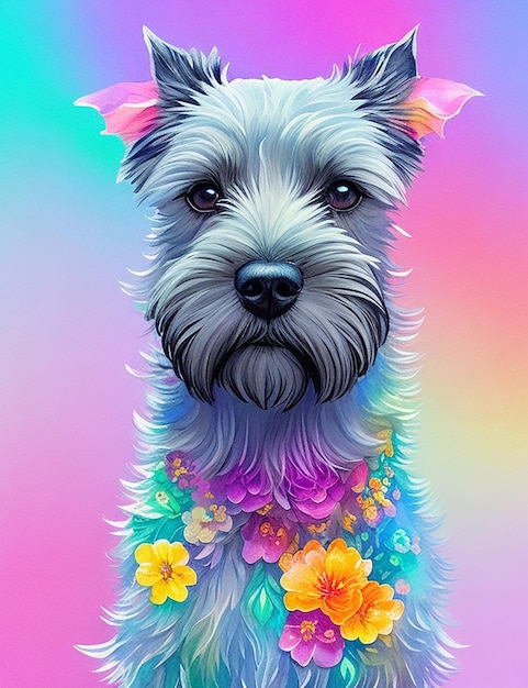 A detailed illustration face schnauzer dog for tshirt design