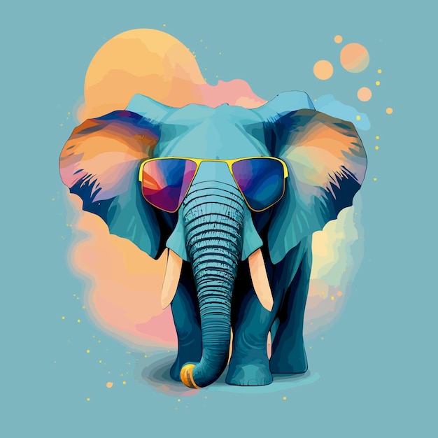 Подробная иллюстрация головы слона в модных солнцезащитных очках