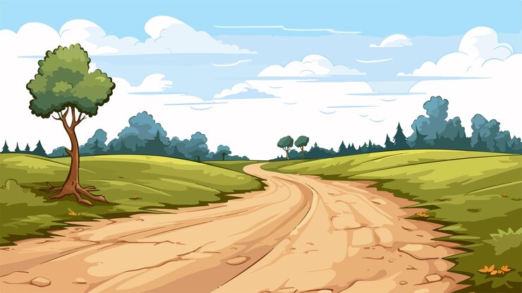 Vector detailed illustration of a narrow road cartoon vector image
