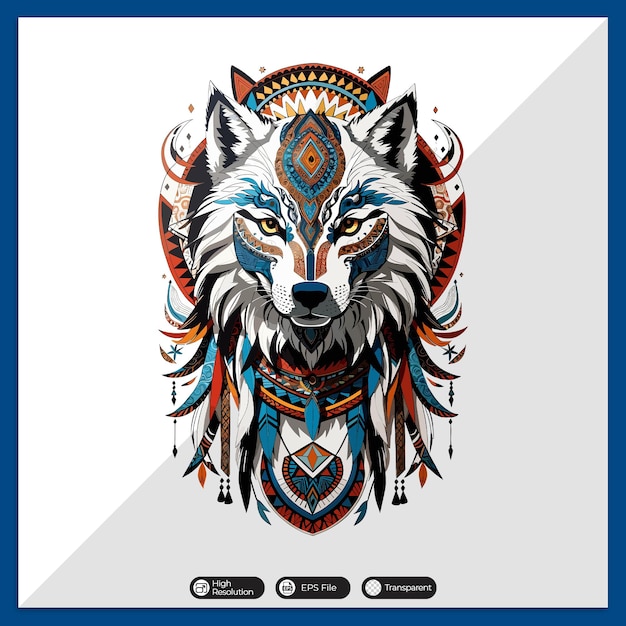 A detailed illustration redskin wolf