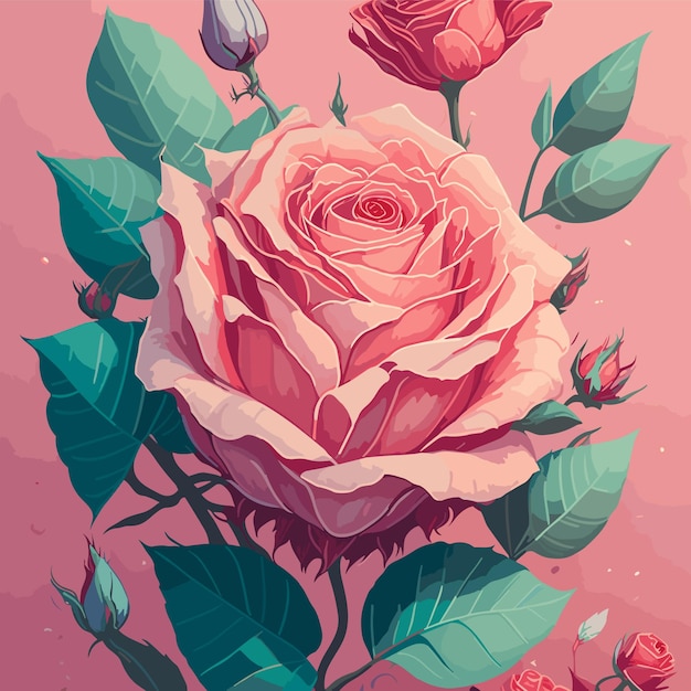 A detailed illustration of a rose vector art