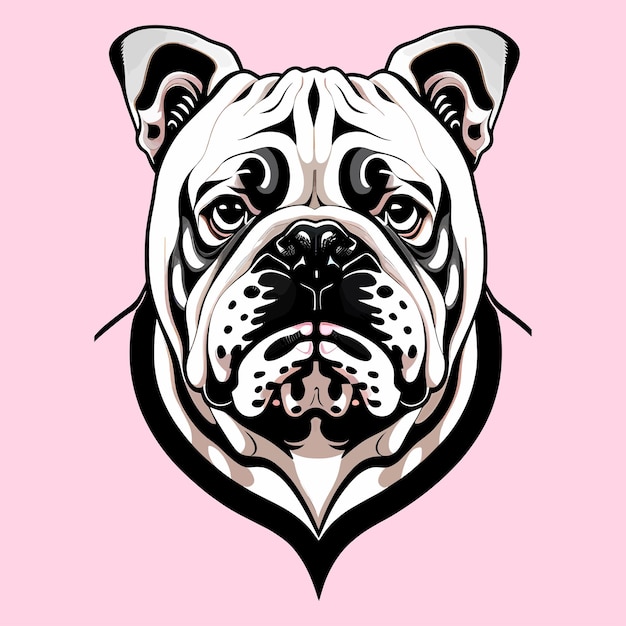 A detailed illustration of a stunning bulldog in vector style with plain pink background 3