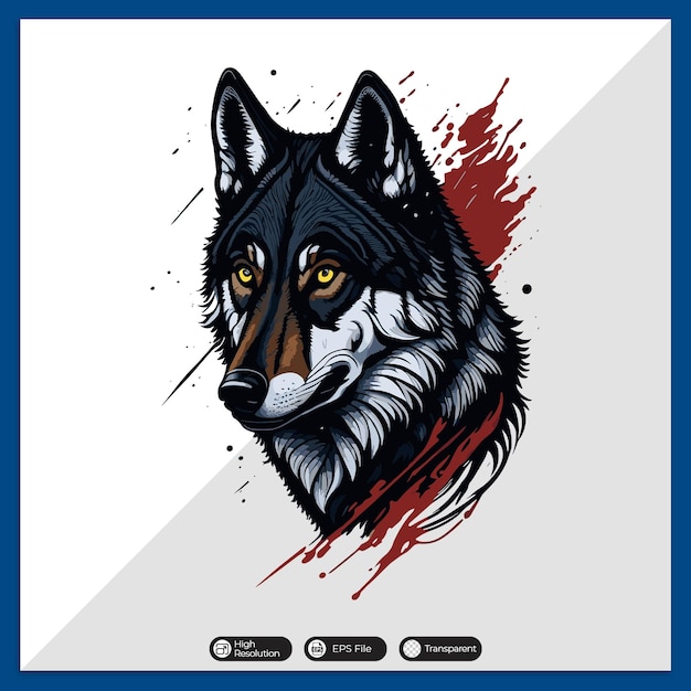 A detailed illustration wolf