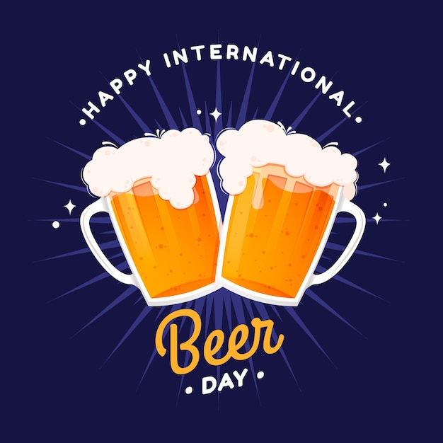 ベクトル 詳細な国際ビールの日のイラスト