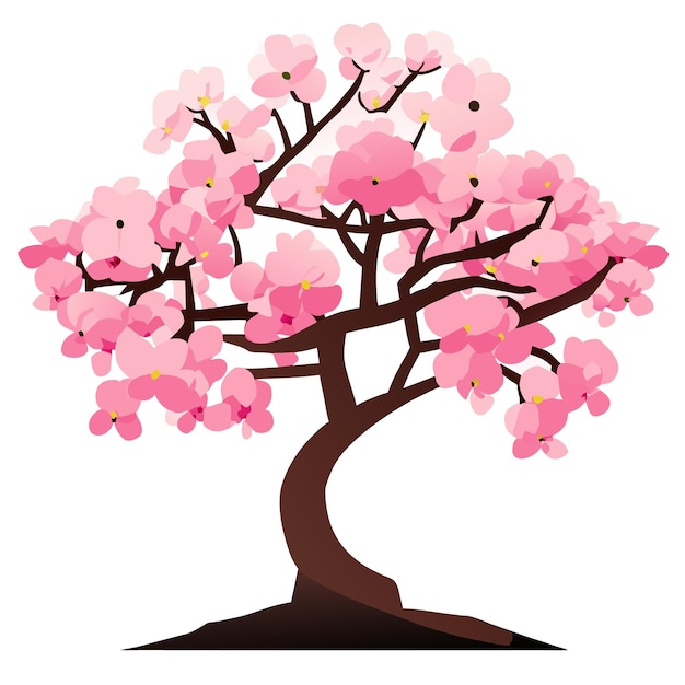 Vector detailed isolated cherry blossom tree vector graphic on a pure white background