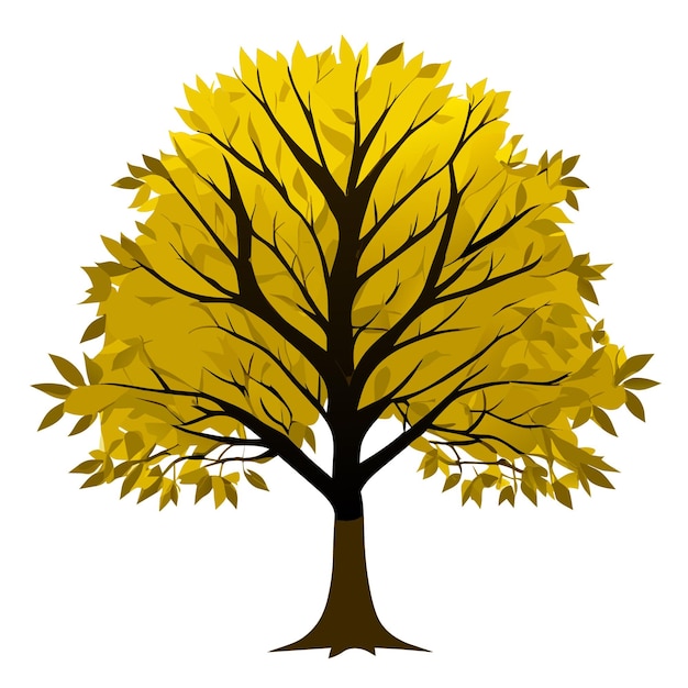 Detailed Isolated Maple Tree Vector Graphic on a White Background in Flat Style