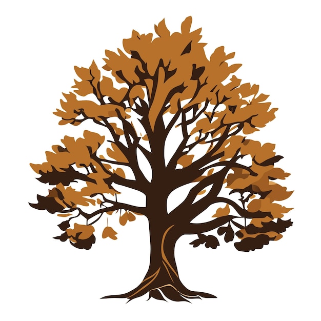 Detailed Isolated Oak Tree Vector Graphic on a White Canvas