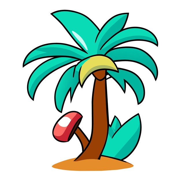 Vector detailed isolated palm tree vector graphic on a pure white background