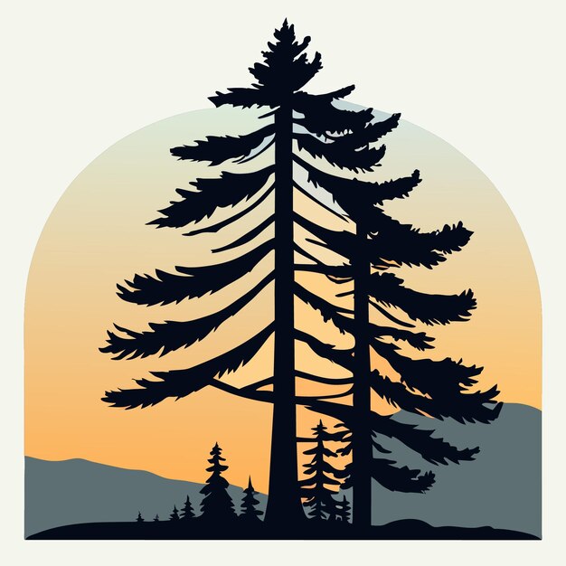 Vector detailed isolated pine tree vector graphic on a pure white background