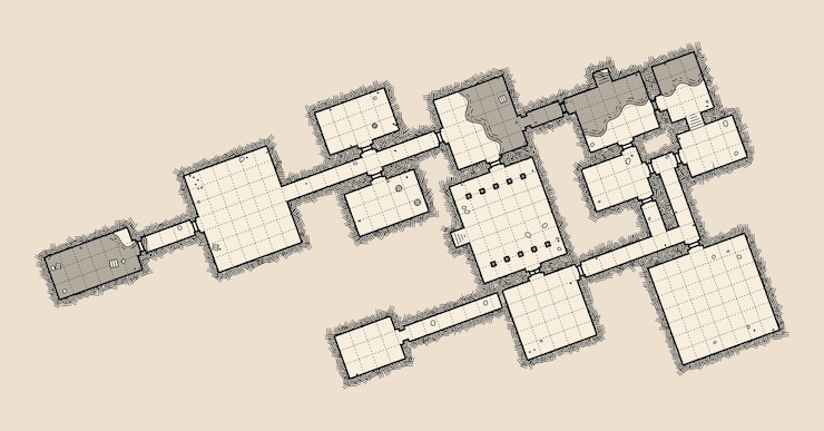 Vector detailed isometric dungeon map