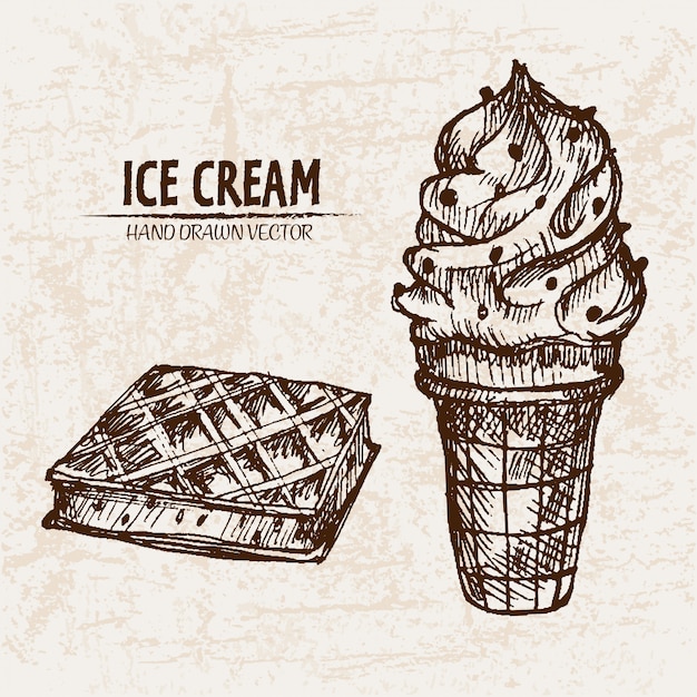 Detailed line art ornamented ice cream