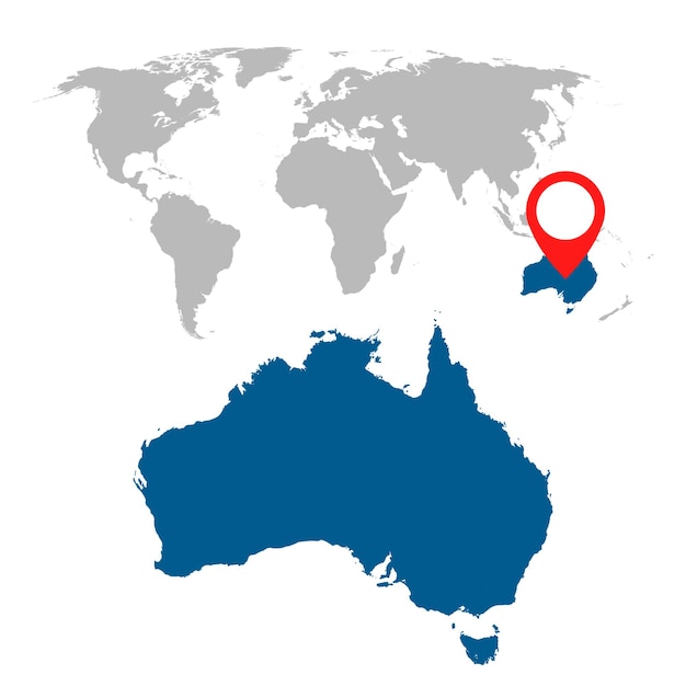 オーストラリアと世界地図ナビゲーションセットの詳細な地図フラットベクトル図