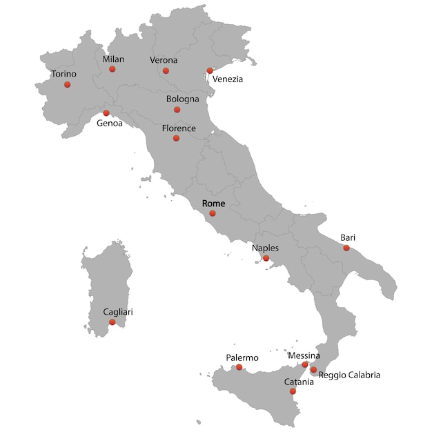 Vettore mappa dettagliata dell'italia