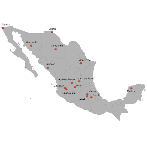 ベクトル メキシコの詳細地図