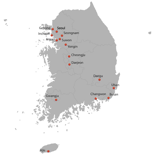 한국의 상세한 지도