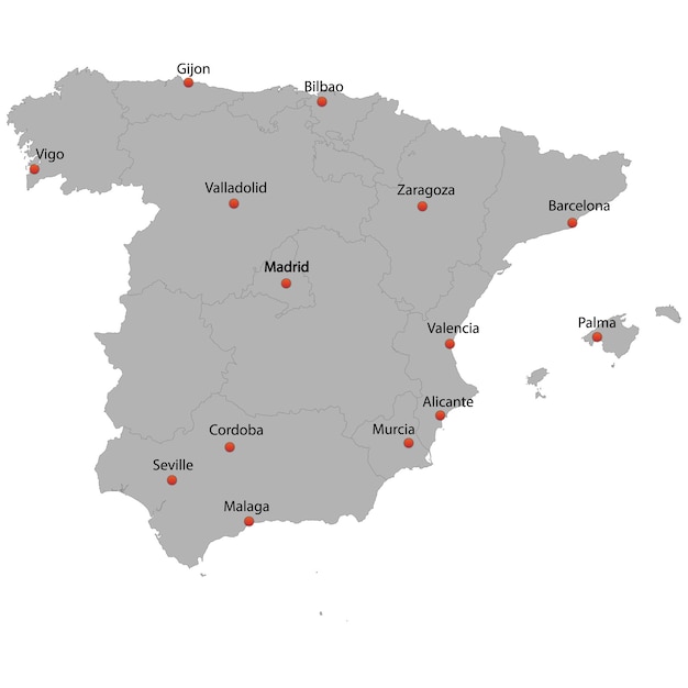 ベクトル スペインの詳細地図