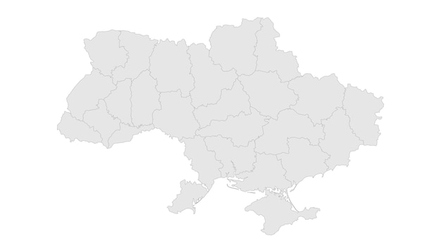 Detailed map of Ukraine and the Crimean peninsula with regions on a white background