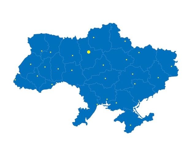 Vector detailed map of ukraine with region borders and city capitals. ukraine ua country map isolated. vector illustration eps 10