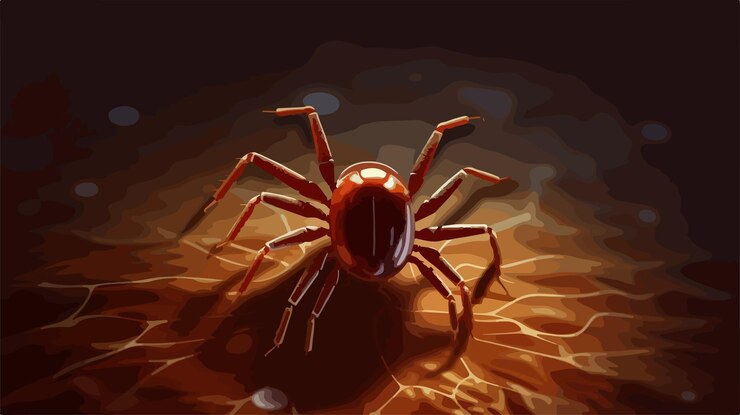 Vector detailed mite tick on white background illustration