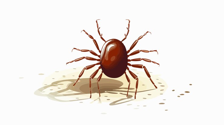 Vector detailed mite tick on white background illustration