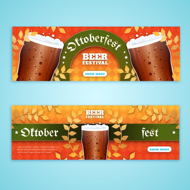 Detailed oktoberfest horizontal banners set