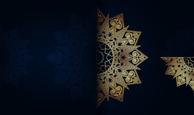 Detailed oriental creative modern cool green gradient golden color mandala creative art background template vector