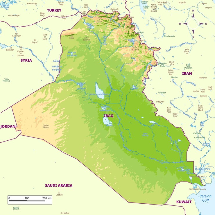 वेक्टर detailed physical map of iraq