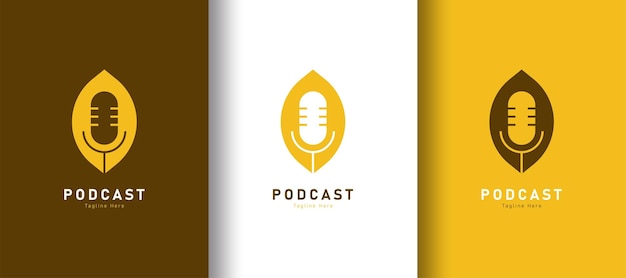 Logo podcast dettagliato su sfondo colorato diverso