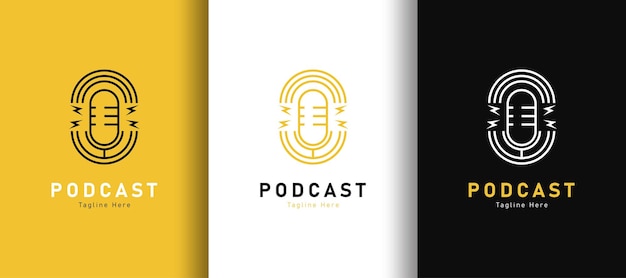 Detailed podcast logo on different colored background