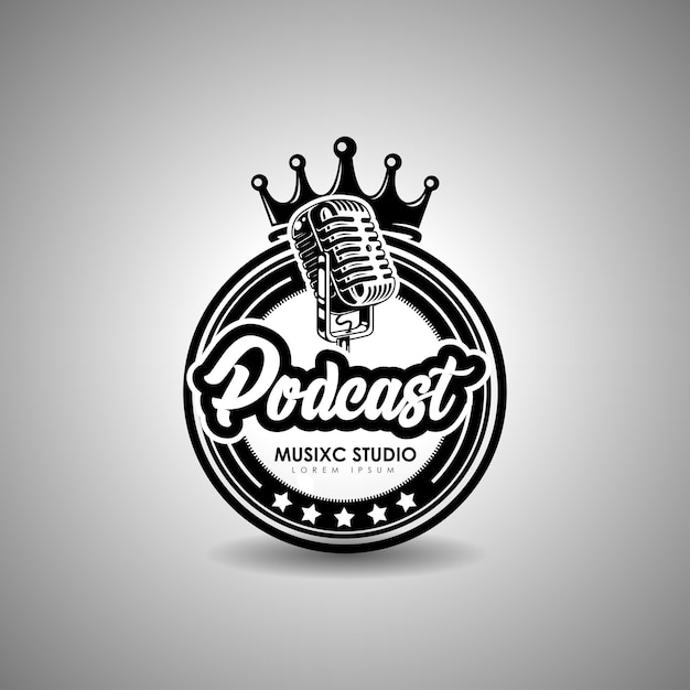 Vettore modello di logo podcast dettagliato