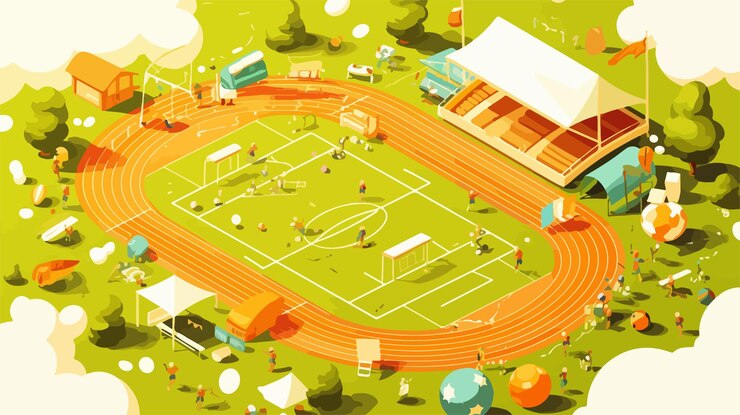 Vector detailed relay race on a sports field vector illustration