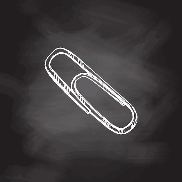 Detailed retro style paper clip sketch on chalkboard background